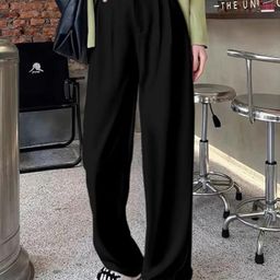 Next One Women Black Pleated Korean Pants-picture-12
