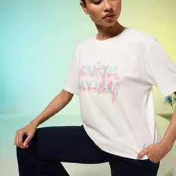 HRX by Hrithik Roshan Women Typography Printed Pure Cotton T-shirt-picture-38