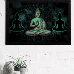 eCraftIndia Green & Black Meditating Lord Buddha Satin Matt Textured UV Wall Art-picture-18