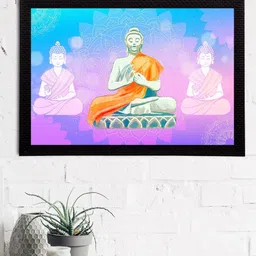 eCraftIndia Blue & Purple Meditating Lord Buddha Satin Matt Texture UV Art Painting-image-67