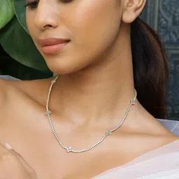 Rubans 22K Gold Plated Cubic Zirconia Studded Floral Charm Tennis Necklace-picture-14