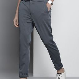 The Indian Garage Co Men Textured Slim Fit Trousers-picture-15