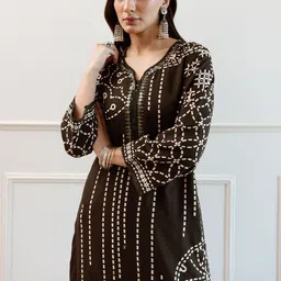 Indo Era Women Printed Regular Beads and Stones Kurta with Trousers-picture-21