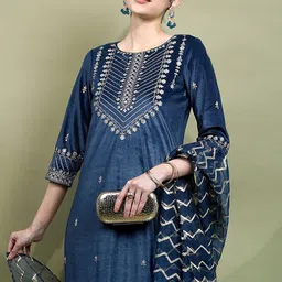 Vishudh Ethnic Motifs Embroidered Thread Work Kurta with Trousers & Dupatta-picture-25