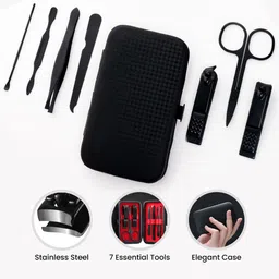 Gleva Set Of 7 Nail Clipper, Nail File, Nail Cleaner, Eyebrow Tweezer, Scissor & Ear Pick image 3