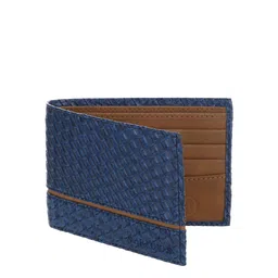 MARKQUES Men Blue & Brown Textured Leather Two Fold Wallet-image-7
