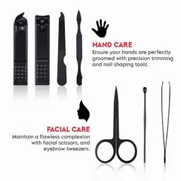 Gleva Set Of 7 Nail Clipper, Nail File, Nail Cleaner, Eyebrow Tweezer, Scissor & Ear Pick image 2