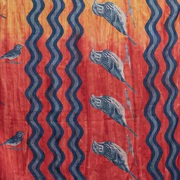 Rajnandini Red & Yellow Cotton Blend Printed Saree image 3