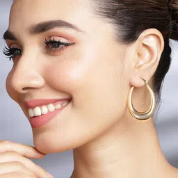 Rubans Voguish Stainless Steel 18K Gold Plated Anti-Tarnish Waterproof Hoop Earrings-picture-23