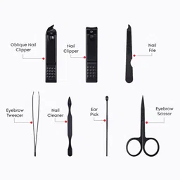 Gleva Set Of 7 Nail Clipper, Nail File, Nail Cleaner, Eyebrow Tweezer, Scissor & Ear Pick image 4