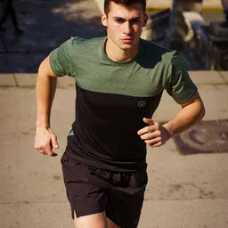 Chkokko Men Green & Black Colourblocked Regular-Fit Outdoor T-shirt-picture-38