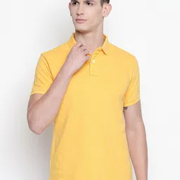 Basics Men Yellow Polo Collar Slim Fit T-shirt-picture-23