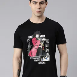 Bushirt Men Black Typography Printed Applique T-shirt-picture-32