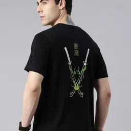 Bushirt Men Black Typography Applique T-shirt-image-98