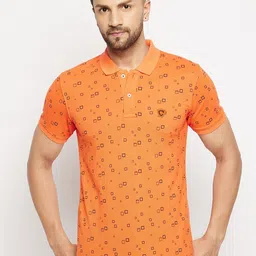 Camey Men Orange Printed Polo Collar T-shirt-picture-41