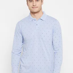 Camey Men Blue & lavender fog Printed Polo Collar T-shirt-image-55
