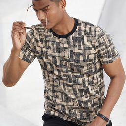DAMENSCH Men Peach-Coloured & Black Printed T-shirt-picture-33