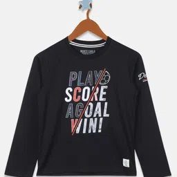 Monte Carlo Boys Black Typography Printed Applique Slim Fit T-shirt-picture-13