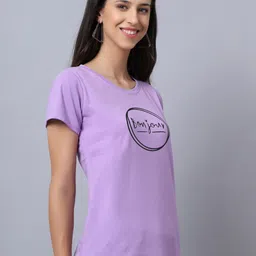 UnaOne Women Lavender & soap Typography Printed Slim Fit T-shirt image 2