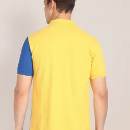 U.S. Polo Assn. Slim Fit Pure Cotton Colourblocked Polo Collar T-shirt image 4