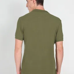 U.S. Polo Assn. Denim Co. Men Olive Green Polo Collar Pure Cotton Slim Fit T-shirt image 4