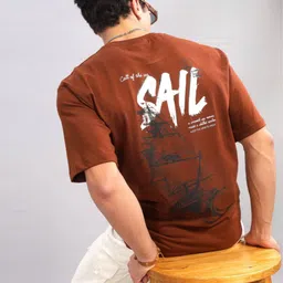 ADRO Men Typography Printed Round Neck Cotton Oversized T-shirt image 4