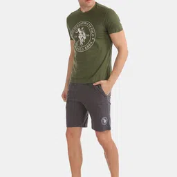 U.S. Polo Assn. Men Olive Green Printed Pure Cotton Lounge T-shirt image 5