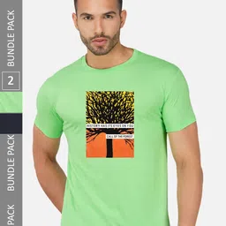 CHOZI Pack Of 2 Typography Printed Cotton T-shirt image 1