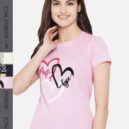 Fabflee Pack Of 3 Typography Printed Round Neck Casual Knitted Cotton T-shirts image 1