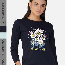 CHOZI Pack of 2 Graphic Printed Regular Fit Cotton T-Shirt-picture-3