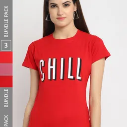 Fabflee Pack Of 3 Printed Round Neck Short Sleeves Cotton T-Shirt image 1