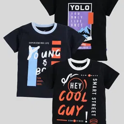 Toonyport Boys Pack Of 3 Typography Printed Regular Fit T-shirt-picture-49