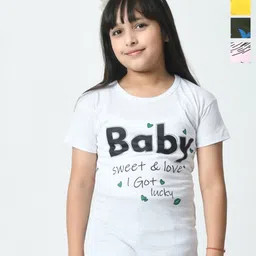 BAESD Girls Typography 4 Printed Applique T-shirt-picture-48