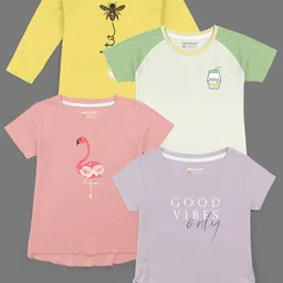 HELLCAT Girls Pack Of 4 Printed Cotton T-shirts-picture-46