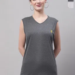 VIMAL JONNEY Pack Of 2 V-Neck Sleeveless Cotton T-shirt-image-43
