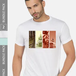 CHOZI Pack of 2 Graphic Printed Round Neck Regular Fit Cotton T-Shirt-picture-24