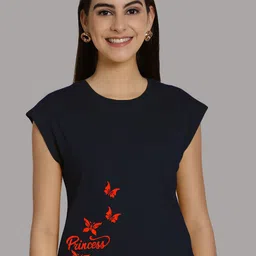Friskers Women Typography Printed Cap Sleeves Round Neck T-shirt-image-42