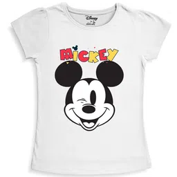 Minicult Girls Mickey Mouse Printed Puff Sleeves Casual Cotton T-shirt-image-18
