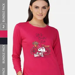 CHOZI Pack Of 2 Printed Round Neck Cotton T-shirt-picture-44