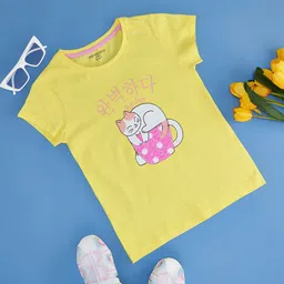 Pantaloons Junior Girl Graphic Printed Pure Cotton Round Neck T-shirt-picture-35