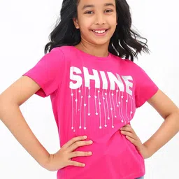BONKIDS Girls Typography Printed Cotton T-shirt-picture-36
