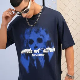 HIGHLANDER Typography Puff Printed Drop-Shoulder Sleeves Oversized T-shirt-image-70