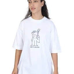 ZU Graphic Printed Round Neck Half Sleeve Cotton Oversized T-shirt-picture-35