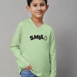 Friskers Boys Sea Green Typography V-Neck Applique T-shirt-picture-14