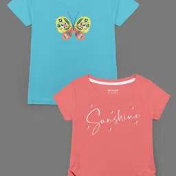 HELLCAT Girls Coral Typography 2 Printed Bio Finish Applique T-shirt-picture-22