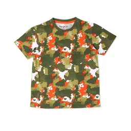 Pepe Jeans Boys Olive Green & White Camouflage Printed T-shirt-picture-18