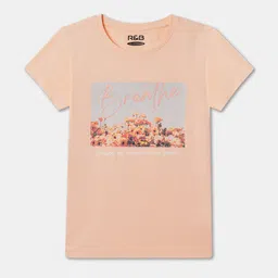 R&B Girls Graphic Printed Round Neck Regular Sleeves Cotton T-shirt-picture-32