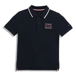 Tommy Hilfiger Boys Typography Printed Polo Collar Cotton T-shirt-picture-29