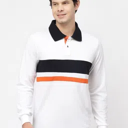 Kalt Striped Polo Collar Cotton Casual T-shirt-image-58