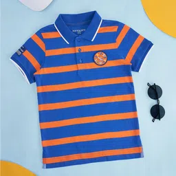 Pantaloons Junior Boys Striped Polo Collar Cotton T-shirt image 1